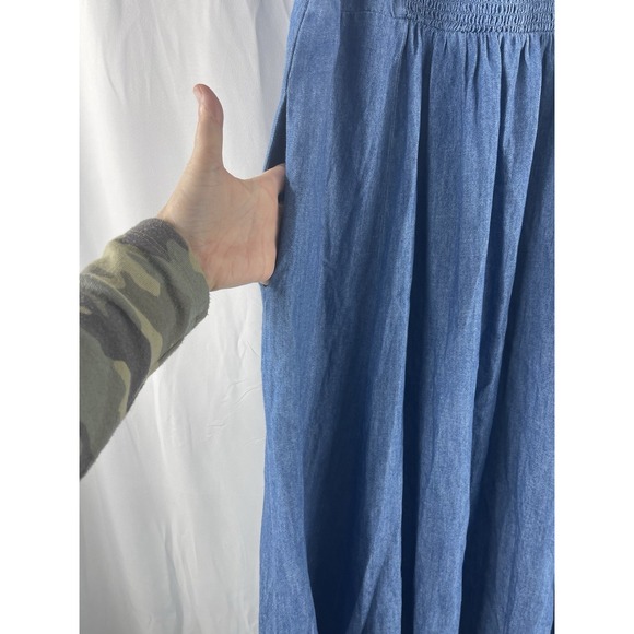 Old Navy Puff Sleeve Chambray Denim Dress XXL Prairie Western Cottage Cowgirl - Picture 7 of 13